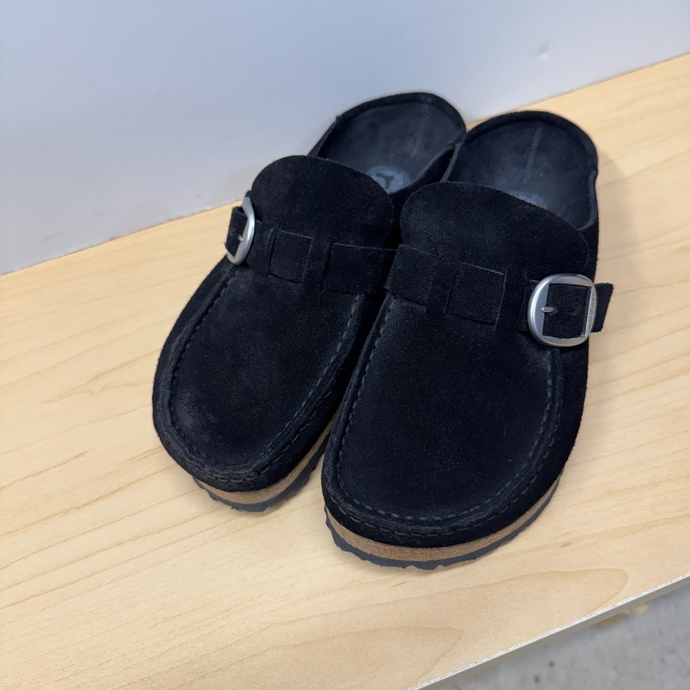 Birkenstock Buckley Black Suede Cork Clogs Mules Women's Size EU 36 US 5-5.5